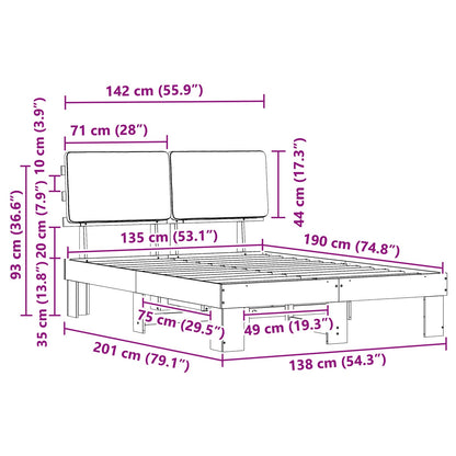 Bettgestell mit gepolstertem Kopfteil Hellgrau 135 x 190 cm