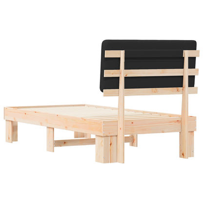 Bettgestell mit gepolstertem Kopfteil Schwarz 100 x 200 cm