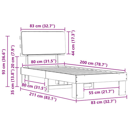 Bettgestell mit gepolstertem Kopfteil Taupe 80 x 200 cm