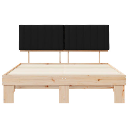 Bettgestell mit gepolstertem Kopfteil Schwarz 150 x 200 cm