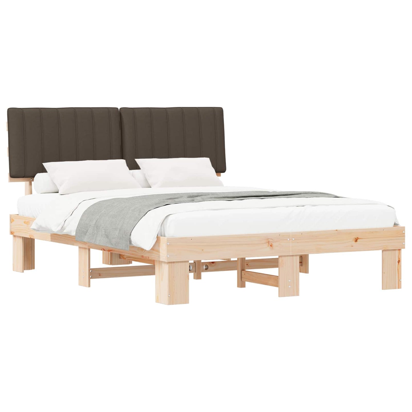 Bettgestell mit gepolstertem Kopfteil Taupe 150 x 200 cm