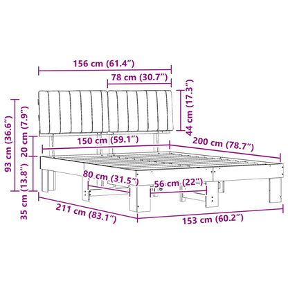 Bettgestell mit gepolstertem Kopfteil Taupe 150 x 200 cm