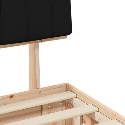 Bettgestell mit gepolstertem Kopfteil Schwarz 140 x 200 cm