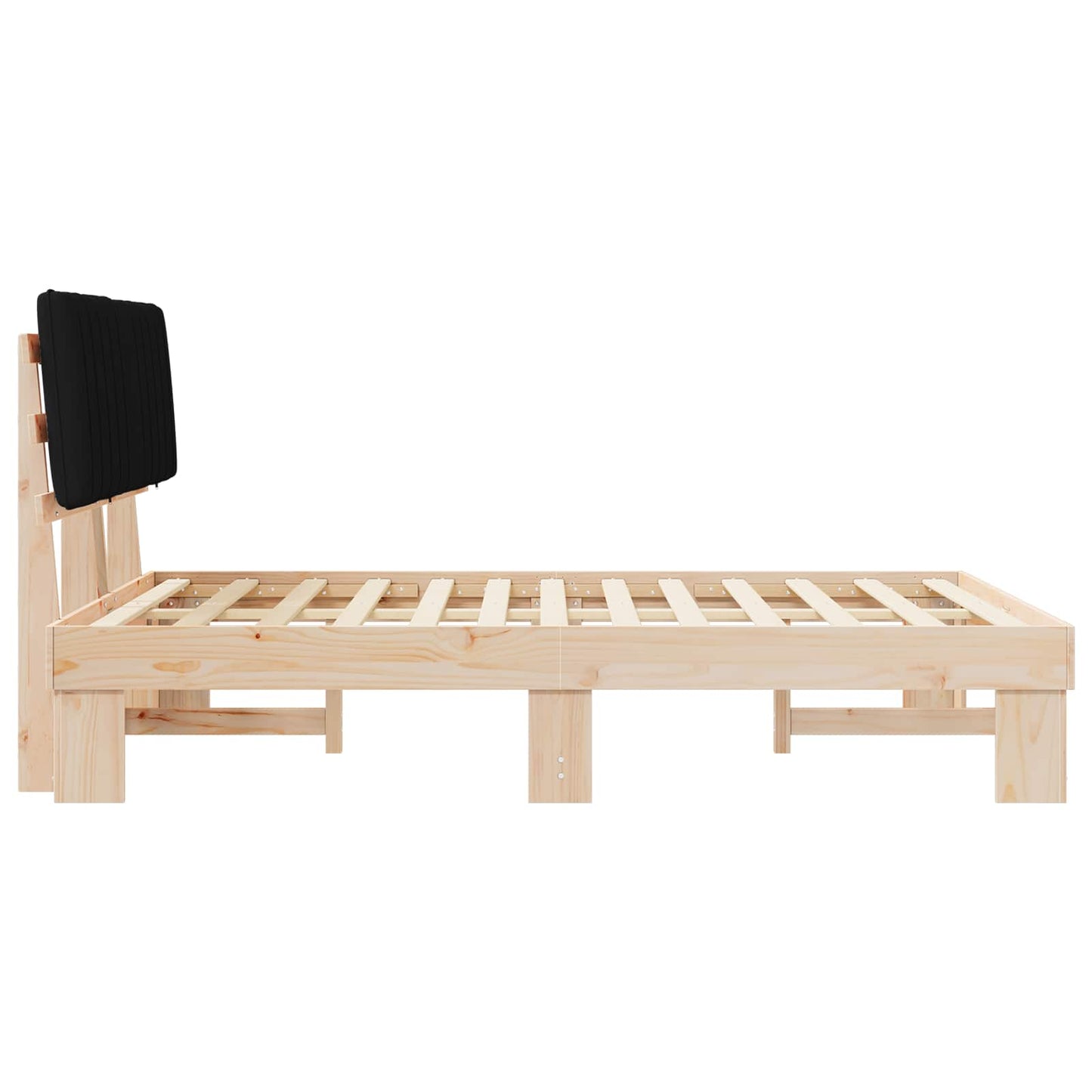 Bettgestell mit gepolstertem Kopfteil Schwarz 140 x 200 cm