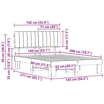 Bettgestell mit gepolstertem Kopfteil Taupe 140 x 200 cm
