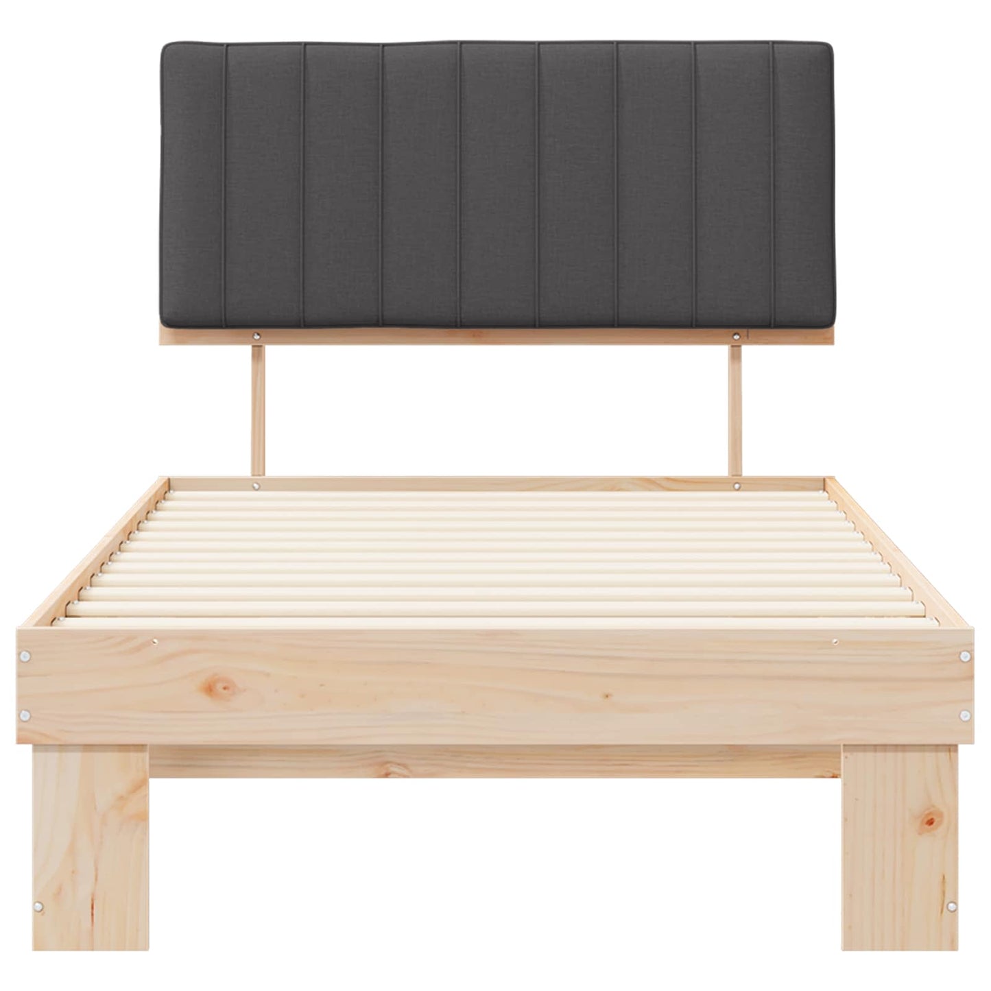 Bettgestell mit gepolstertem Kopfteil Dunkelgrau 100 x 200 cm