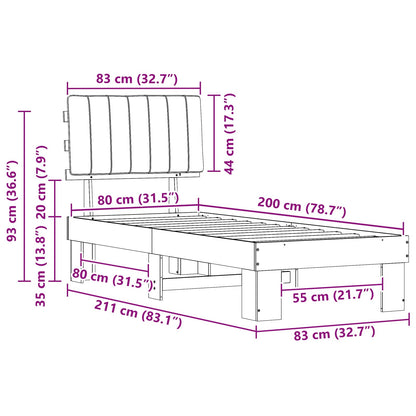 Bettgestell mit gepolstertem Kopfteil Taupe 80 x 200 cm