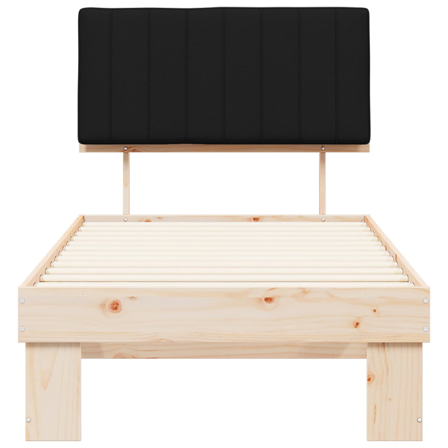 Bettgestell mit gepolstertem Kopfteil Schwarz 90 x 190 cm