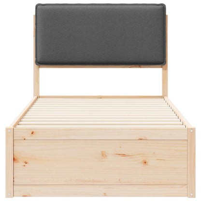 Bettgestell mit gepolstertem Kopfteil Dunkelgrau 90 x 200 cm