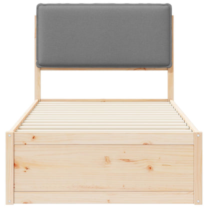 Bettgestell mit gepolstertem Kopfteil Hellgrau 75 x 190 cm