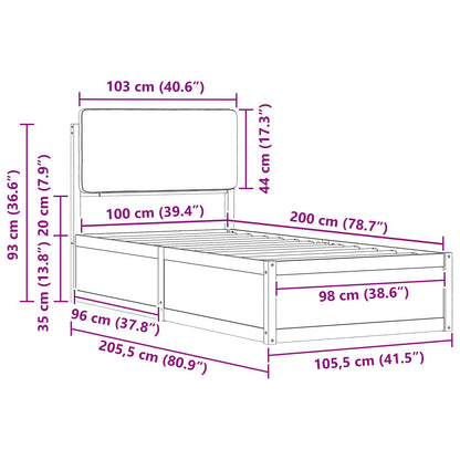 Bettgestell mit gepolstertem Kopfteil Schwarz 100 x 200 cm