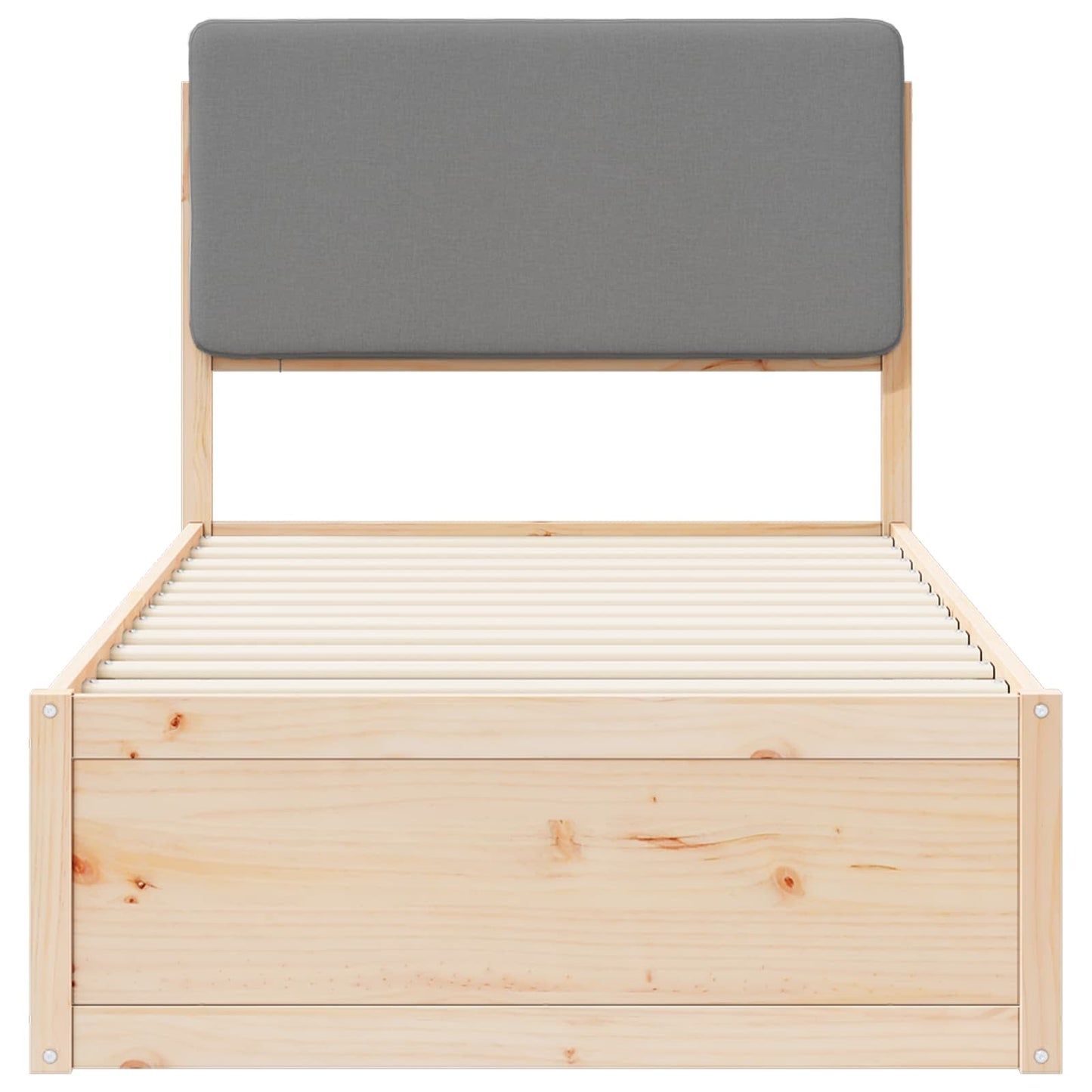 Bettgestell mit gepolstertem Kopfteil Hellgrau 80 x 200 cm