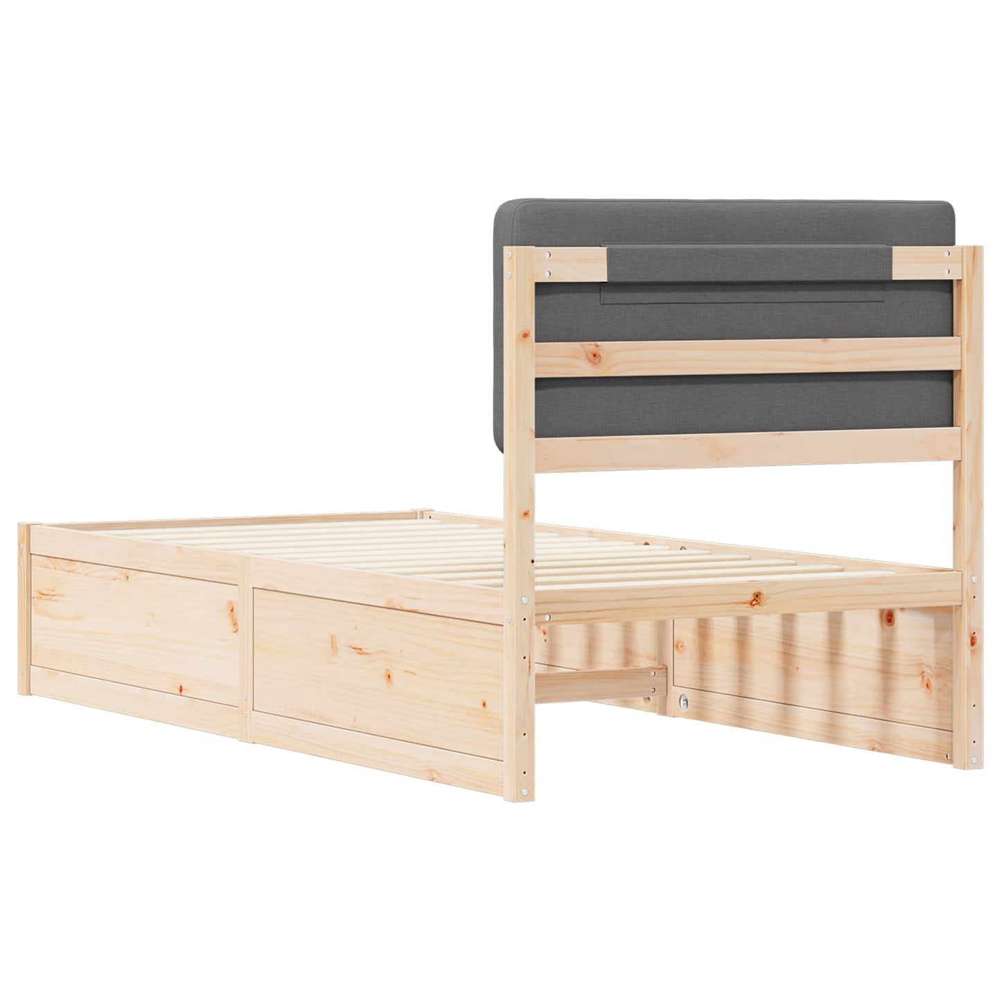 Bettgestell mit gepolstertem Kopfteil Dunkelgrau 90 x 190 cm