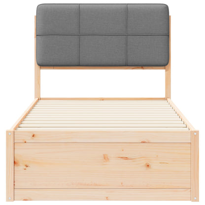 Bettgestell mit gepolstertem Kopfteil Hellgrau 75 x 190 cm