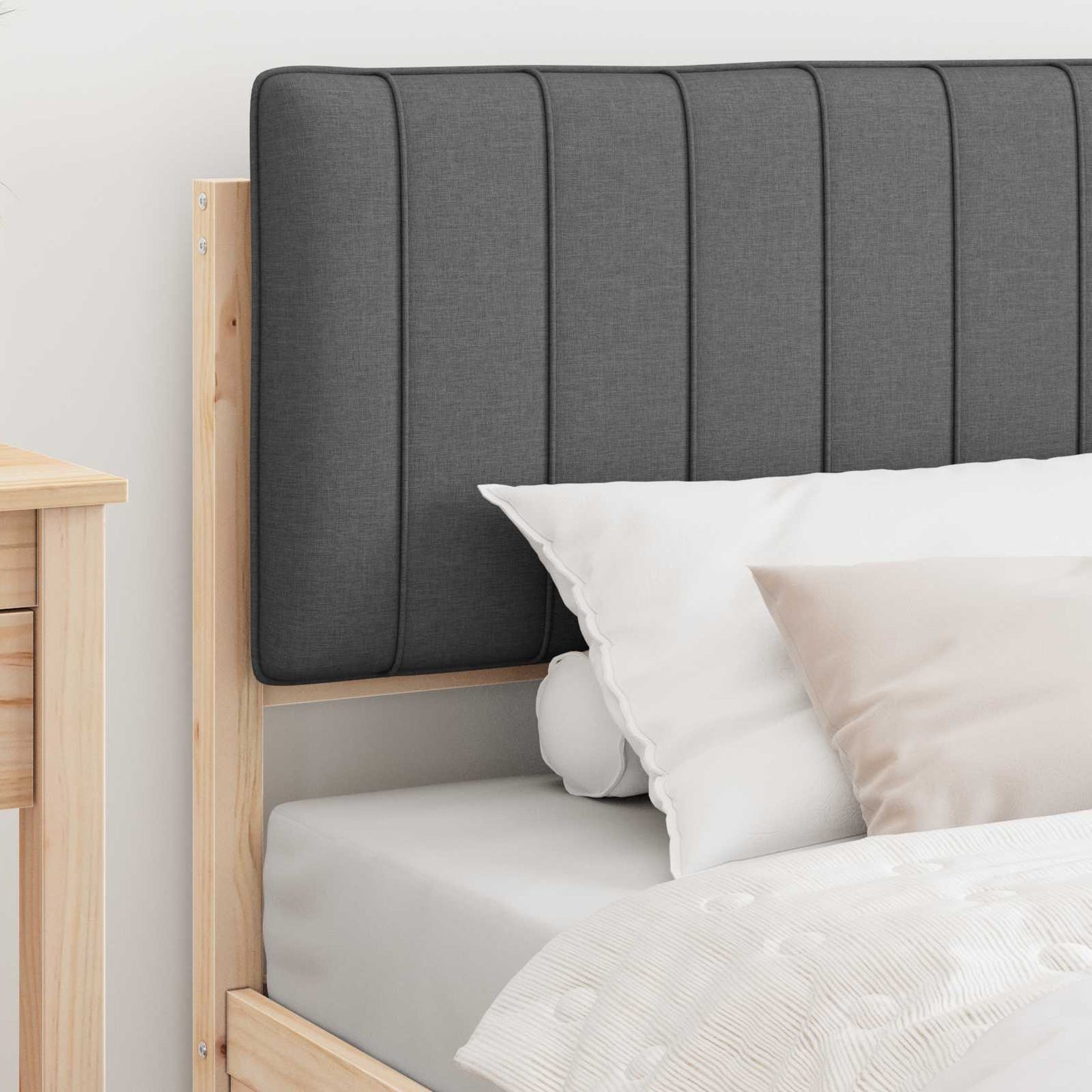 Bettgestell mit gepolstertem Kopfteil Dunkelgrau 100 x 200 cm