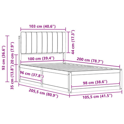 Bettgestell mit gepolstertem Kopfteil Dunkelgrau 100 x 200 cm