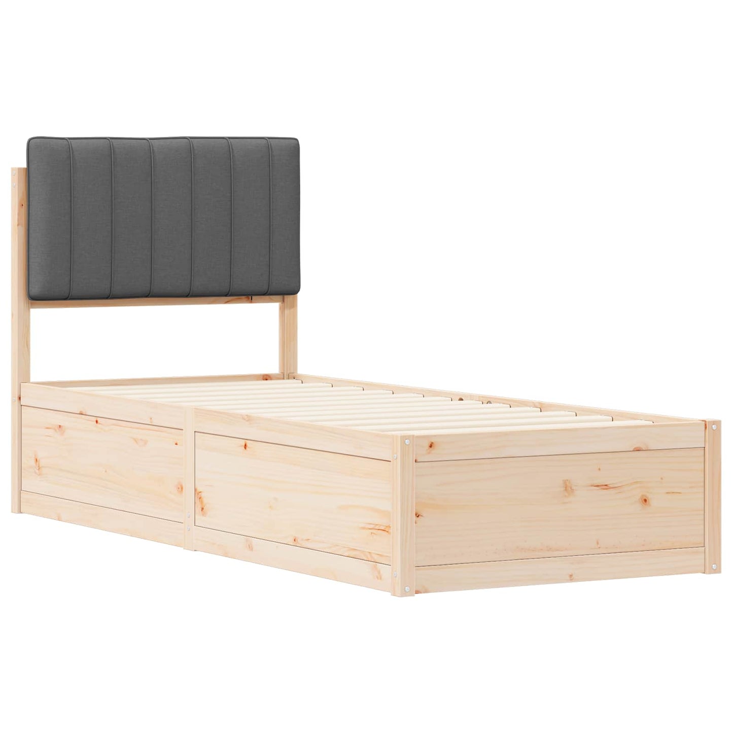 Bettgestell mit gepolstertem Kopfteil Dunkelgrau 80 x 200 cm