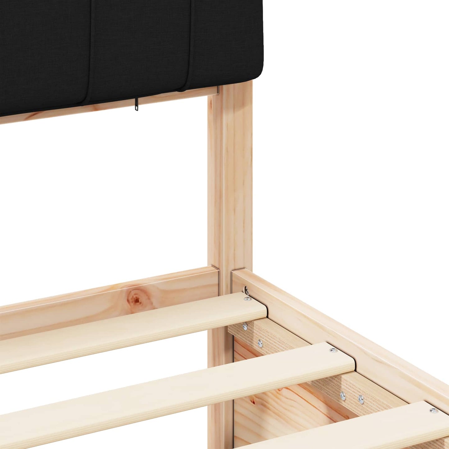 Bettgestell mit gepolstertem Kopfteil Schwarz 75 x 190 cm