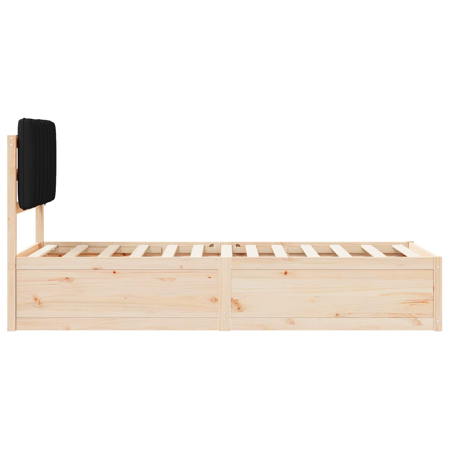 Bettgestell mit gepolstertem Kopfteil Schwarz 75 x 190 cm