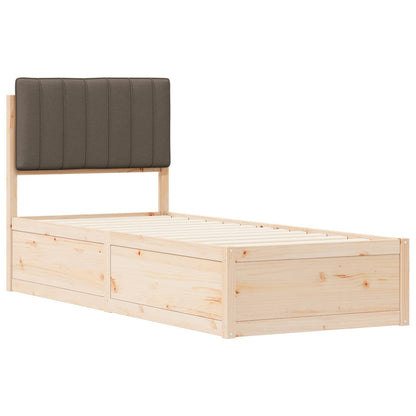 Bettgestell mit gepolstertem Kopfteil Taupe 75 x 190 cm