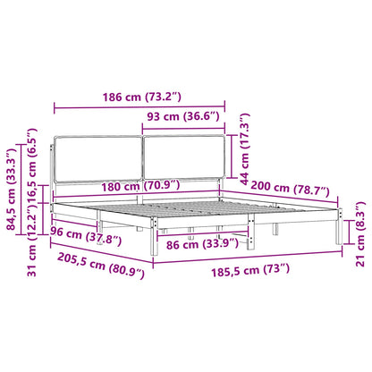 Bettgestell mit gepolstertem Kopfteil Dunkelgrau 180 x 200 cm