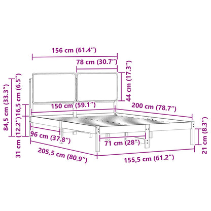 Bettgestell mit gepolstertem Kopfteil Taupe 150 x 200 cm