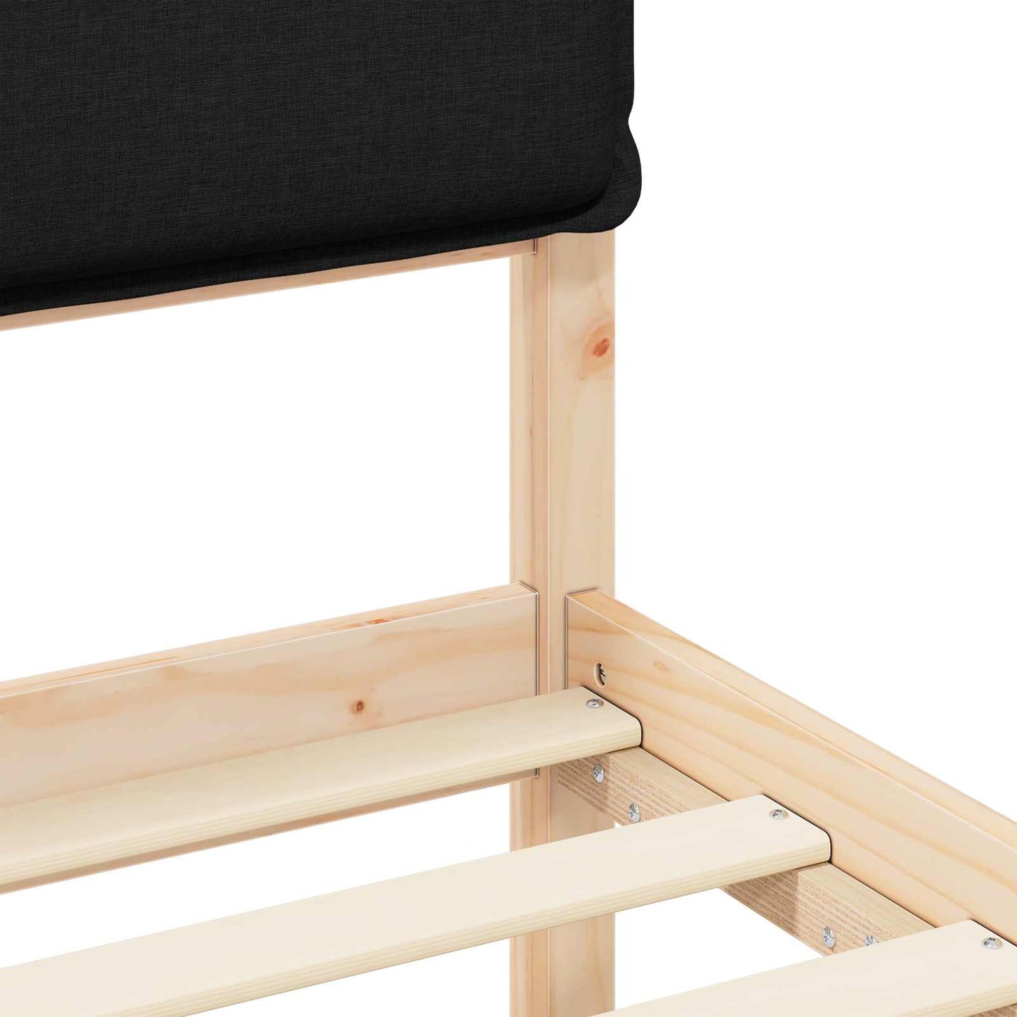 Bettgestell mit gepolstertem Kopfteil Schwarz 90 x 190 cm