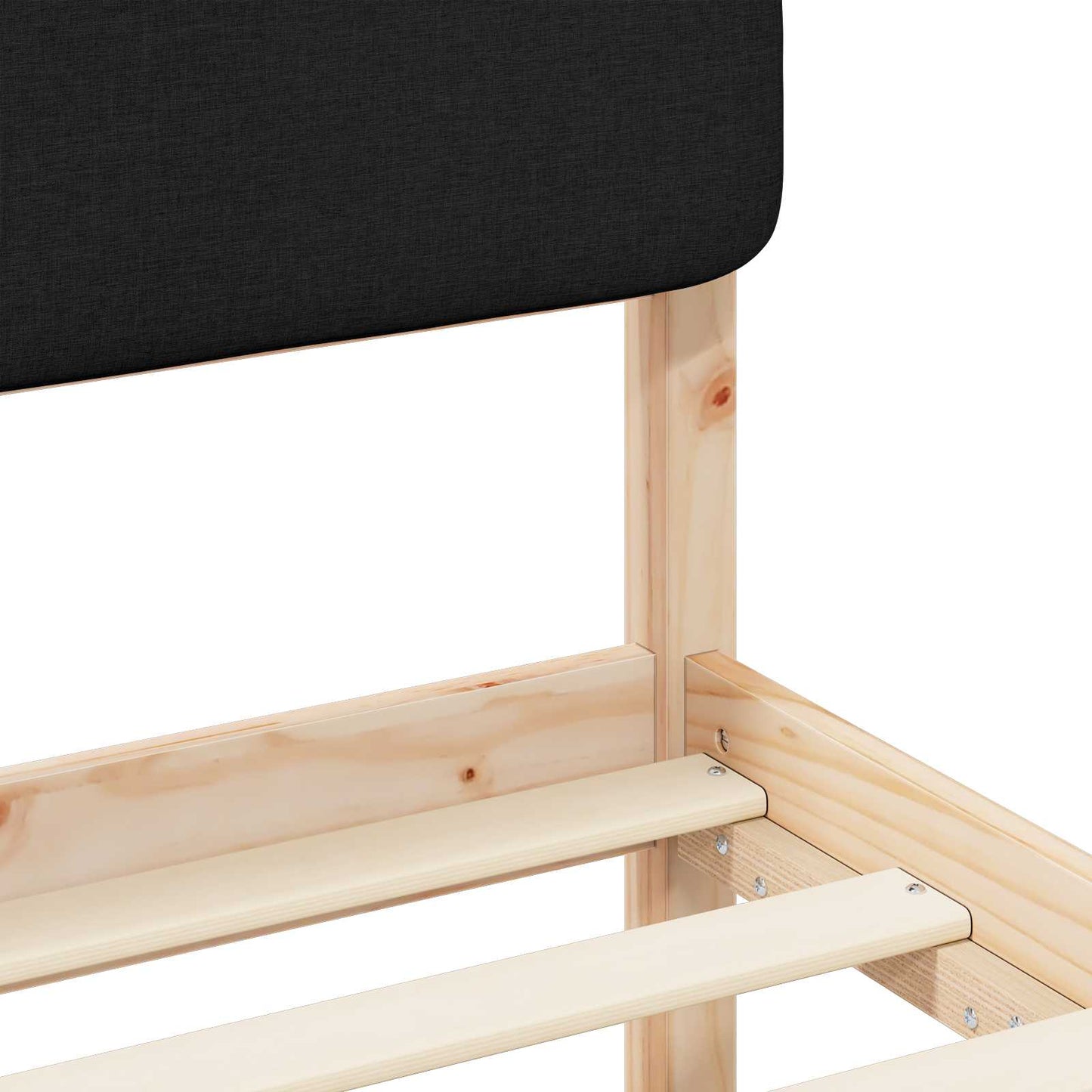 Bettgestell mit gepolstertem Kopfteil Schwarz 140 x 200 cm