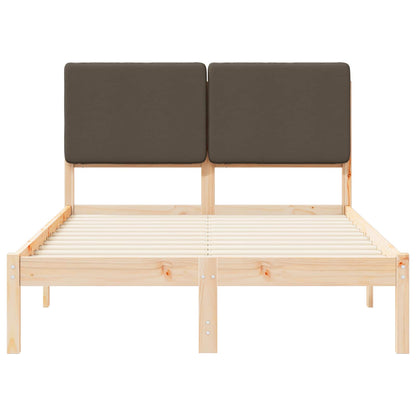 Bettgestell mit gepolstertem Kopfteil Taupe 135 x 190 cm