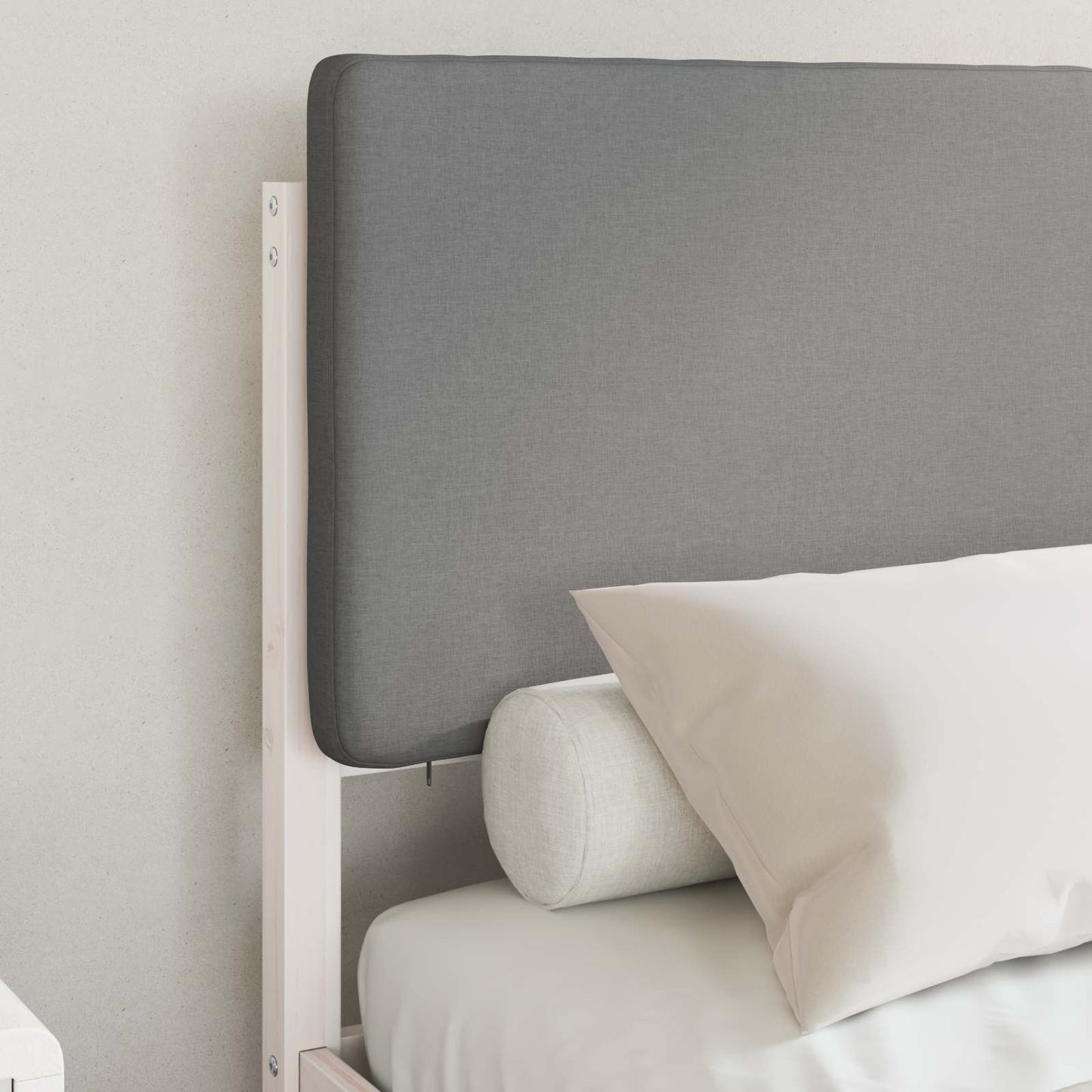 Bettgestell mit gepolstertem Kopfteil Hellgrau 135 x 190 cm