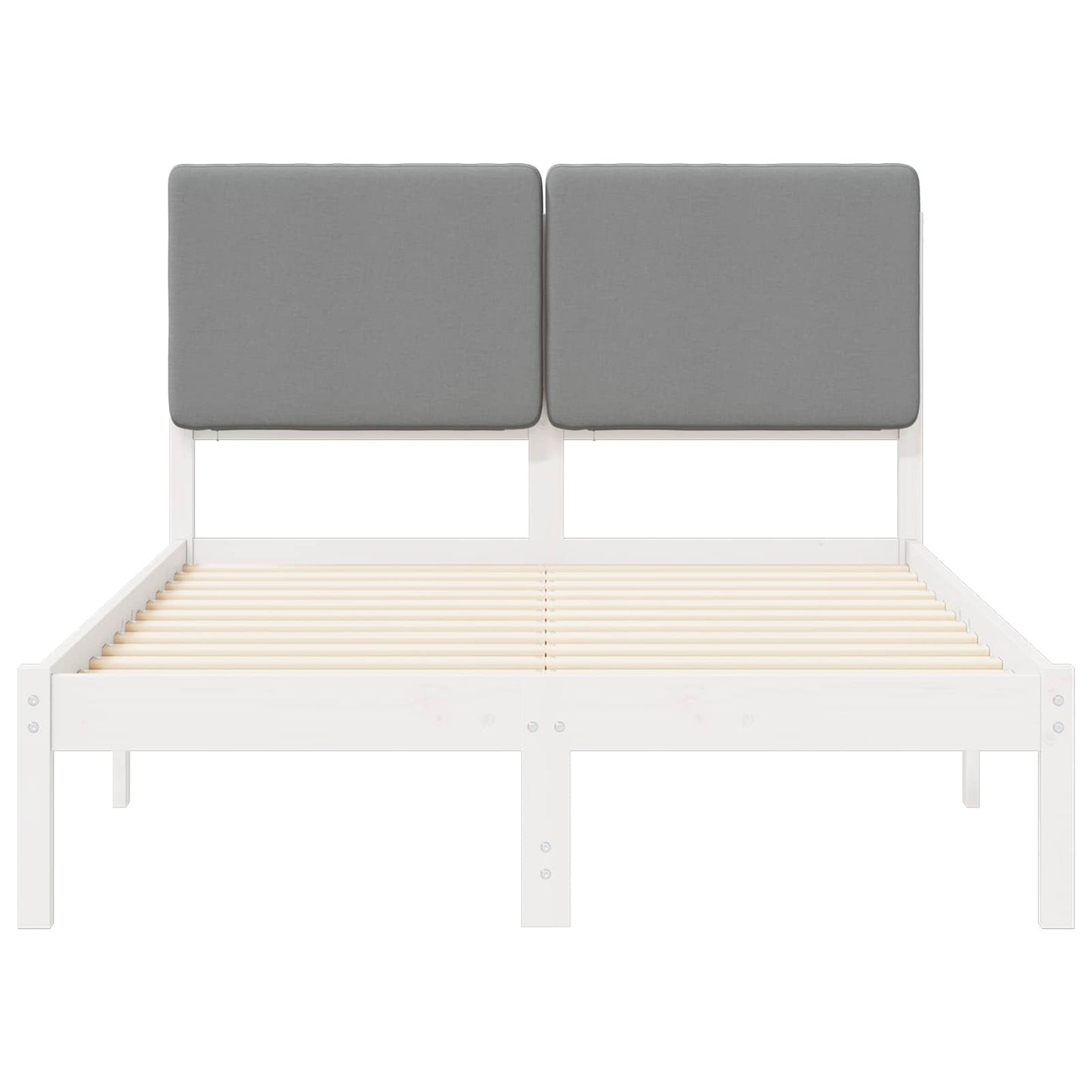 Bettgestell mit gepolstertem Kopfteil Hellgrau 135 x 190 cm