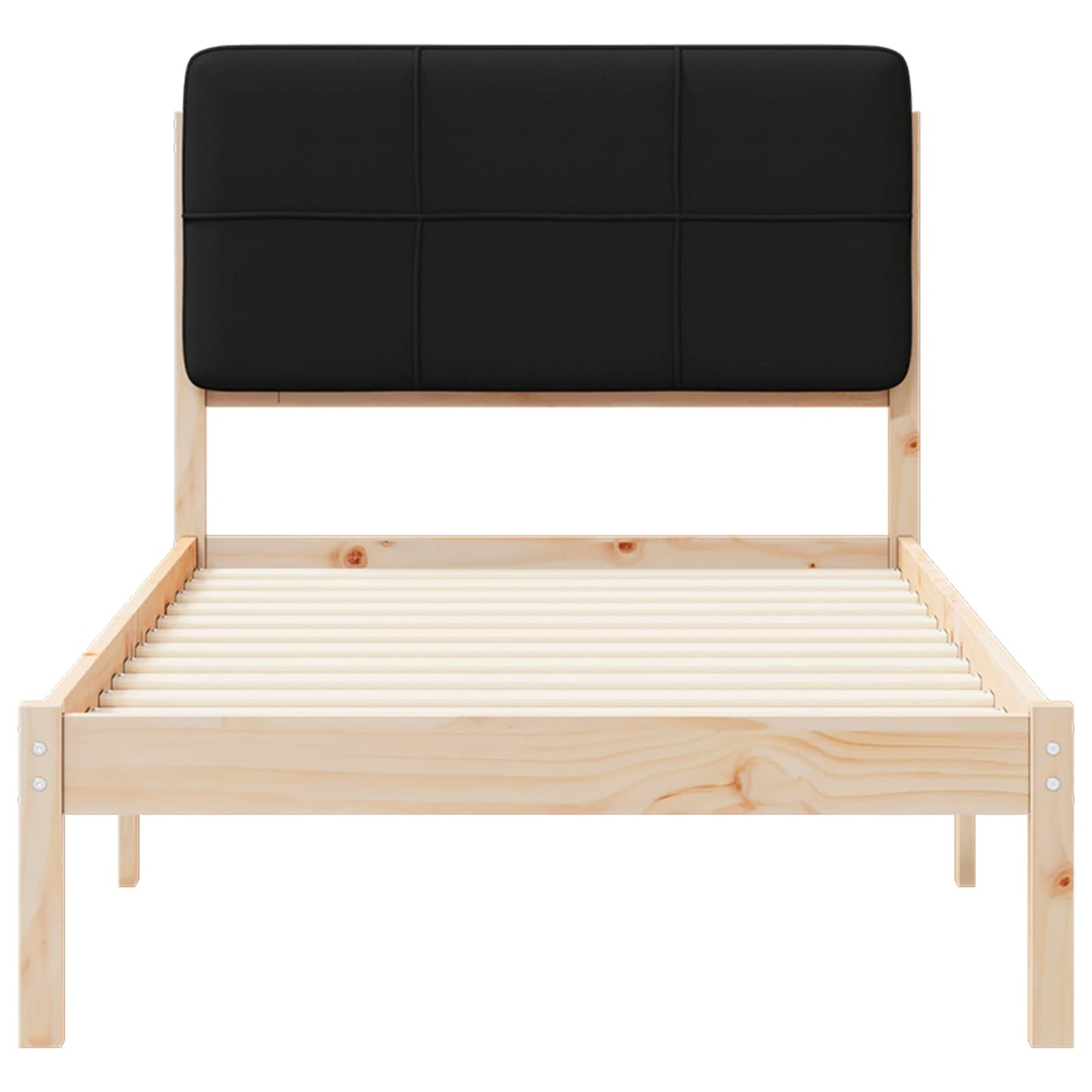 Bettgestell mit gepolstertem Kopfteil Schwarz 90 x 200 cm