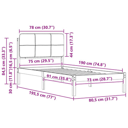 Bettgestell mit gepolstertem Kopfteil Dunkelgrau 75 x 190 cm