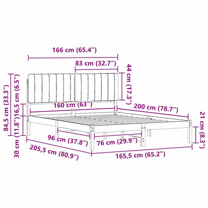 Bettgestell mit gepolstertem Kopfteil Taupe 160 x 200 cm