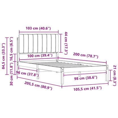 Bettgestell mit gepolstertem Kopfteil Dunkelgrau 100 x 200 cm