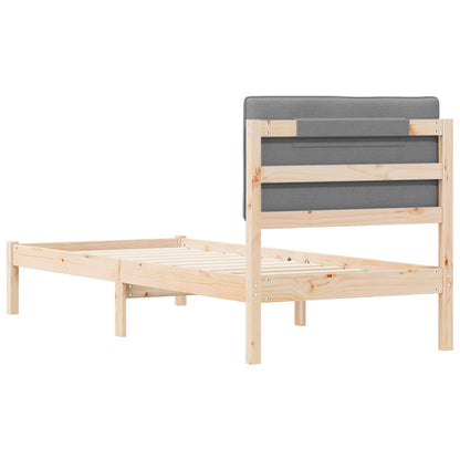 Bettgestell mit gepolstertem Kopfteil Hellgrau 80 x 200 cm