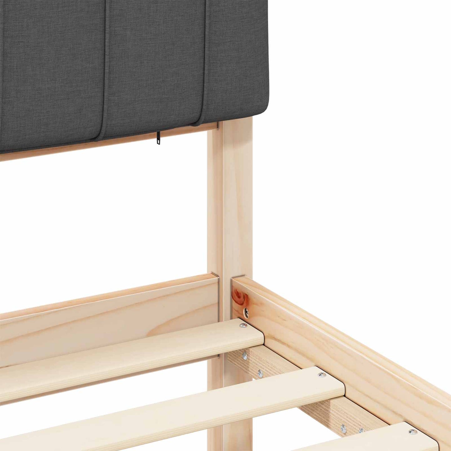 Bettgestell mit gepolstertem Kopfteil Dunkelgrau 75 x 190 cm