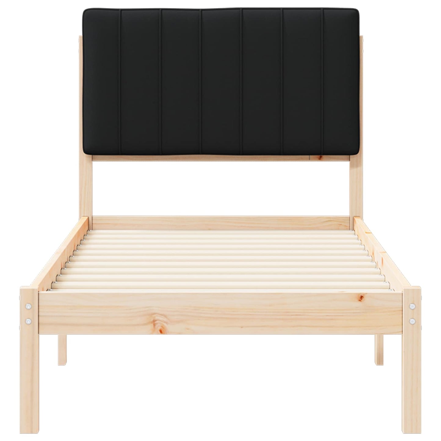 Bettgestell mit gepolstertem Kopfteil Schwarz 75 x 190 cm