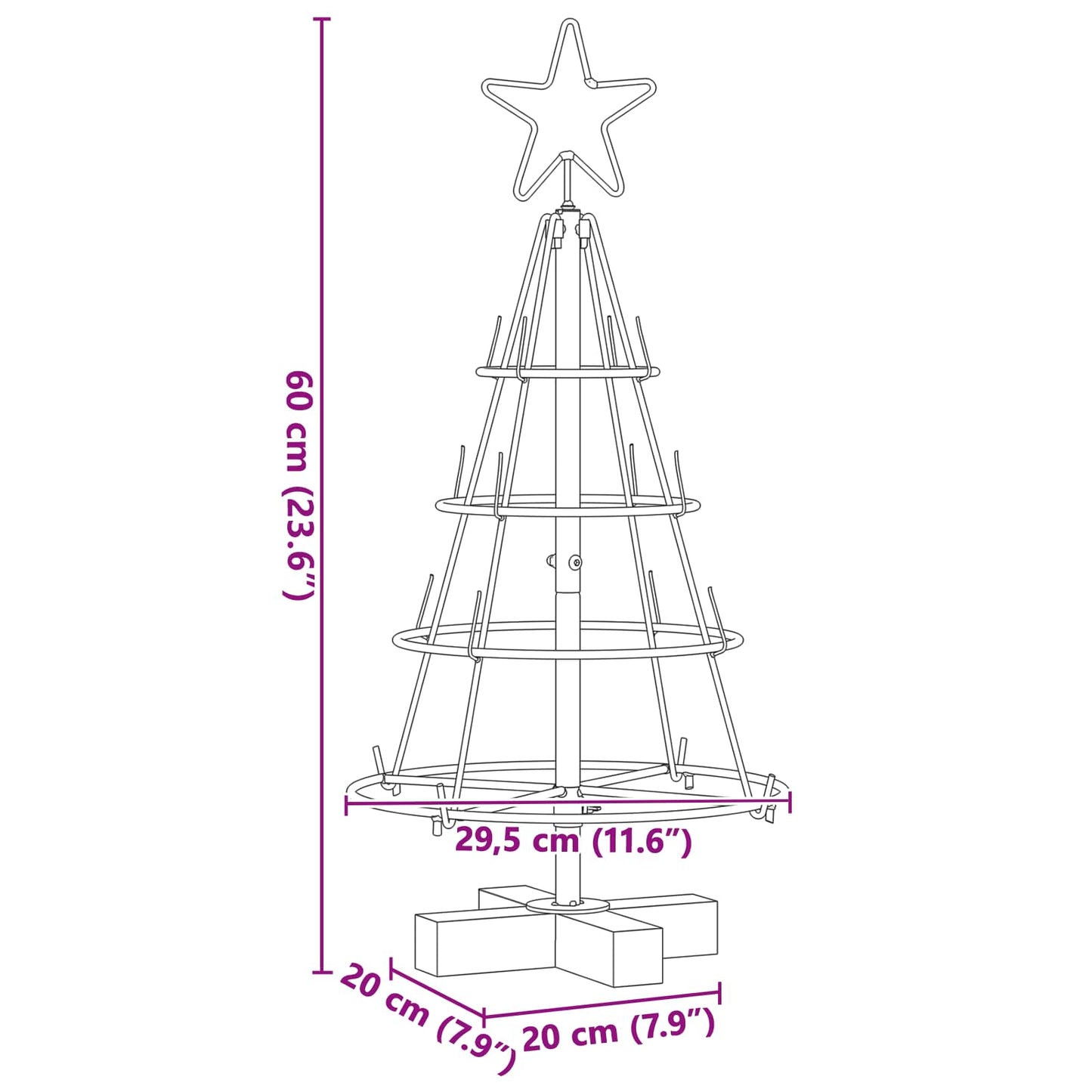 Weihnachtsdeko mit Ständer Schwarz 60 cm Stahl