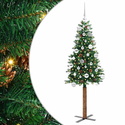 Schlanker Weihnachtsbaum mit 150 LEDs mit Ständer Grün 150 cm