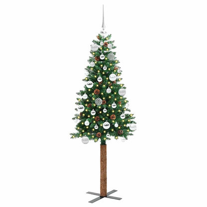 Schlanker Weihnachtsbaum mit 150 LEDs mit Ständer Grün 150 cm