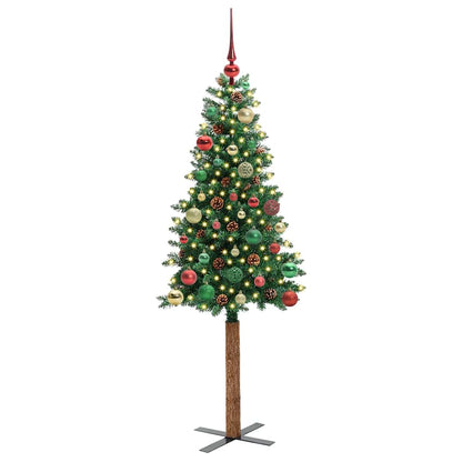 Schlanker Weihnachtsbaum mit 150 LEDs mit Ständer Grün 150 cm