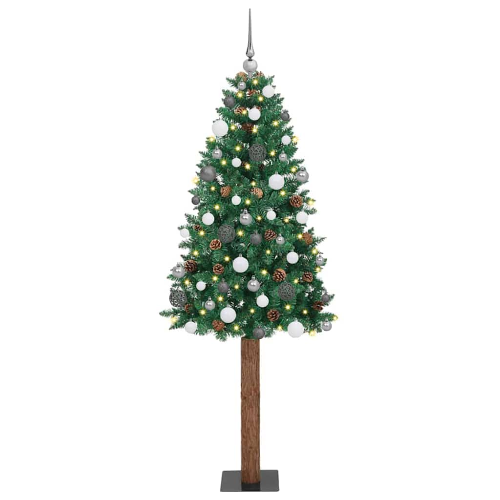 Schlanker Weihnachtsbaum mit 300 LEDs mit Ständer Grün 210 cm