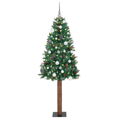 Schlanker Weihnachtsbaum mit 300 LEDs mit Ständer Grün 210 cm
