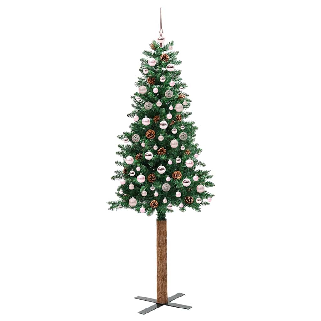 Schlanker Weihnachtsbaum mit 300 LEDs mit Ständer Grün 210 cm
