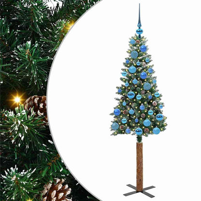 Schlanker Weihnachtsbaum mit 150 LEDs mit Ständer Grün 150 cm