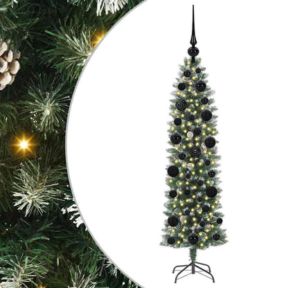 Künstlicher schlanker Weihnachtsbaum Grün und Weiß 120 cm