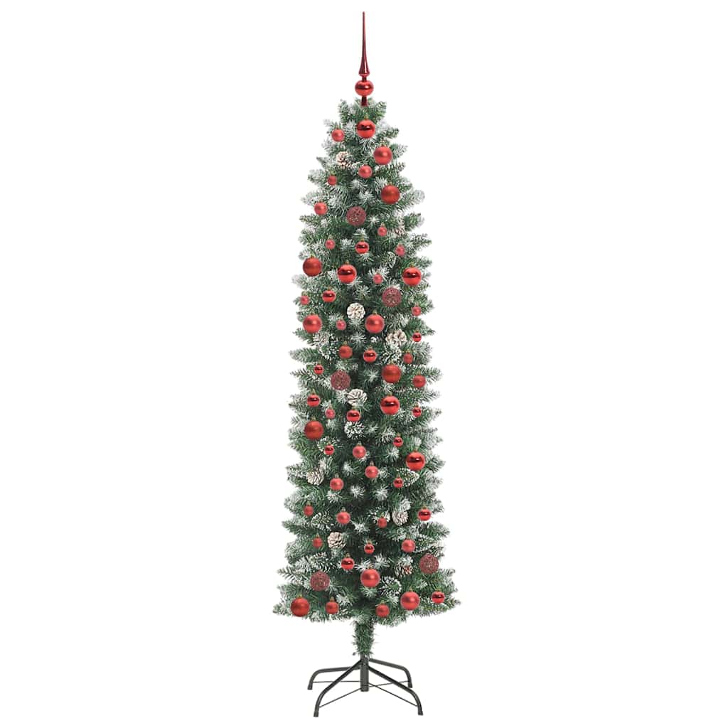 Künstlicher schlanker Weihnachtsbaum Grün und Weiß 180 cm