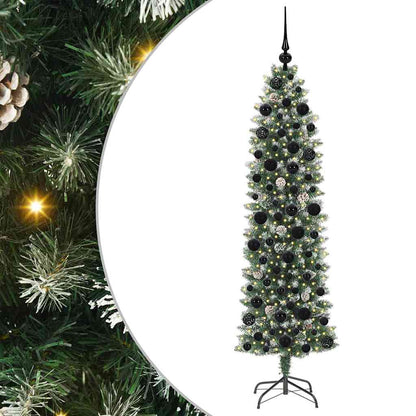 Künstlicher schlanker Weihnachtsbaum Grün und Weiß 180 cm