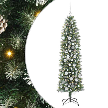 Künstlicher schlanker Weihnachtsbaum Grün und Weiß 180 cm